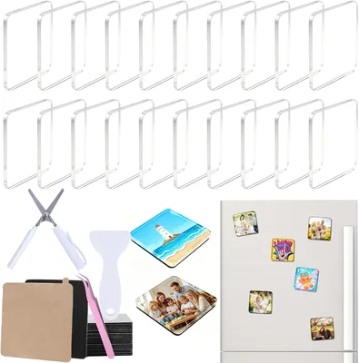 20 Pack Acrylic Fridge Magnet Set - Clear