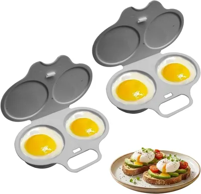 Dual Cavity Microwave Egg Poacher With Lid