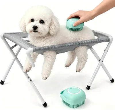 ペット用入浴スタンド、犬の耳清掃、シャンプースタンド、グルーミングテーブル、ブラシ付属、犬と猫用、折りたたみ式、8穴