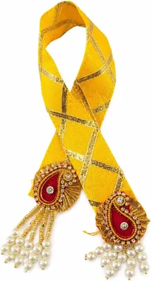 Yellow Gotapatti Patka for Ganesh Ji, 12 Inch