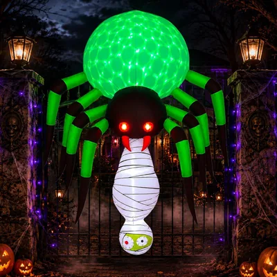 Jardimex Araña Gigante Inflable de Halloween con Luz LED de 2.1 m