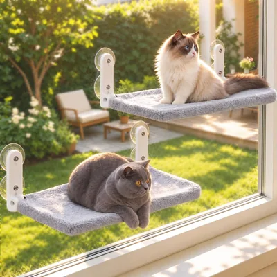 2 Pack Foldable Cat Window Perch Bed