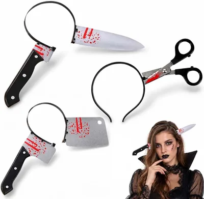 BROZTH Halloween Fake Knives Headband Set