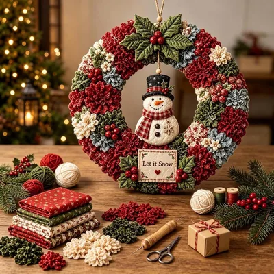 3D Fabric Christmas Wreath DIY Kit