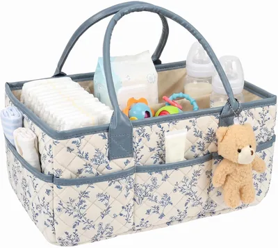YUNYOUC Nappy Caddy - Blue Diaper Storage Basket