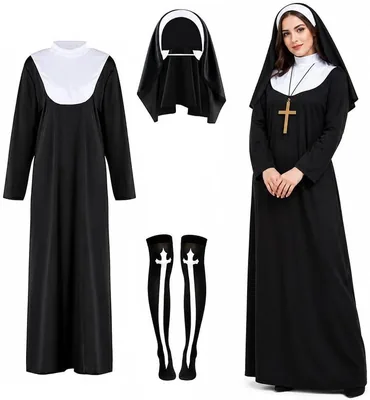 Nun Costume Set - 4PC Halloween Fancy Dress