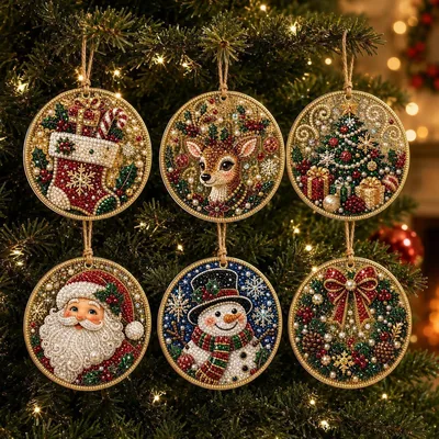Pearl Art Christmas Ornaments - 6Pcs DIY Kits Snowflake