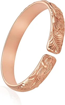 Pure Copper Bracelet - 10mm Textured Cuff Bangle