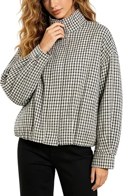 Generisch Women's Transition Jacket - Vichy Checked, Stand-Up Collar Best Deal