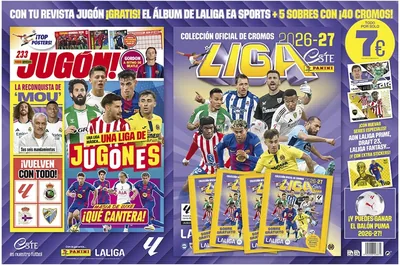 Panini LaLiga 2026-2027: Álbum con 5 sobrecargas (40 cromos) y Jugón - Colección Oficial de Tarjetas Coleccionables