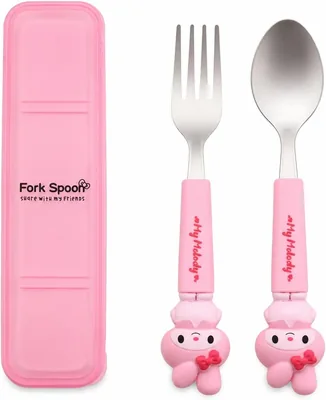 Stainless Steel Cutlery Set for Lunch Box - Pink Fork and Spoon Set