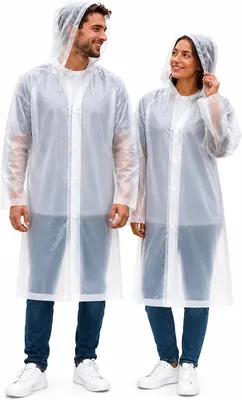 Kit 2 Capas de Chuva com Capuz Botões Longo para Adulto Reutilizável Impermeável