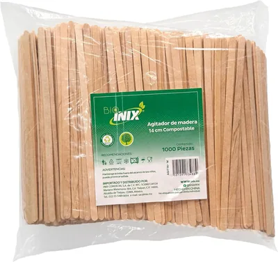 Agitador de Madera INIX, 14 cms, 1000 Pzas | Agitadores para café y té, grado alimenticio, desechables para cafeterías.