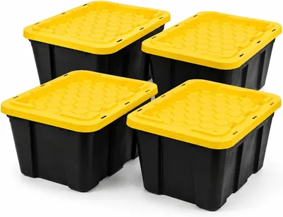 MRK HOME Pack de 4 Cajas Organizadoras de Plástico Uso Rudo 40 L con Tapa, para Herramientas, Motocross, Juguetes