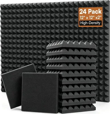 Hertber Acoustic Panels 24 Pack Pyramid Black 12x12", Best Deal