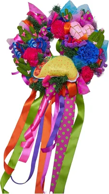 Arteralia Corona Decorativa Mexicana con Listones y Flores | Bordado a Mano, Aplicaciones de Fieltro