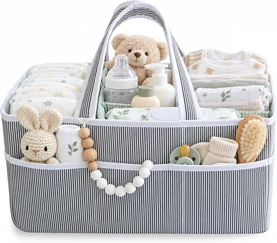 Large Baby Nappy Caddy Organizer - 8 Pockets