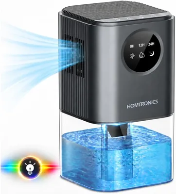 Homtronics Deshumidificador con Luz Led, Silencioso y Temporización, 1700ml