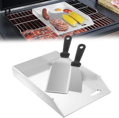 Aufun Stainless Steel Grillplate med Oljesamlingskass 20x30x4 | Gas och Charcoalgrill