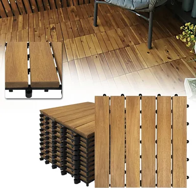 Yunvin 11PCS Wood Deck Tiles 30x30cm Acacia