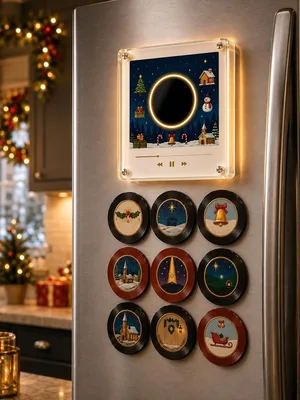 Magnetic Fridge Vinyl Record Player with NFC Discs