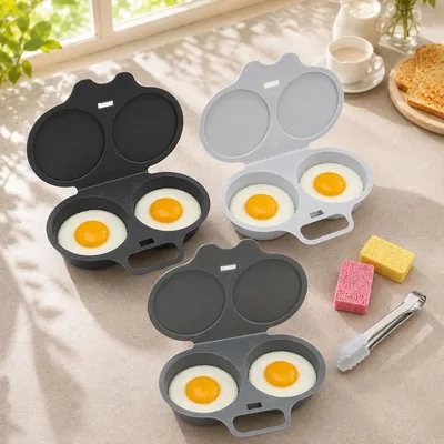 2027 Dual Cavity Microwave Egg Poacher With Lid