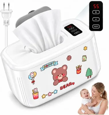 Calentador de Toallitas Húmedas para Bebé con LED, 4 Niveles de Temperatura