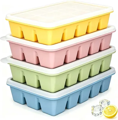 AISky 4 Pack Silicone Ice Cube Tray with Lid