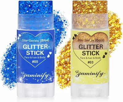 Paminify Blue Gold Hair Glitter Sticks - 2 Pack