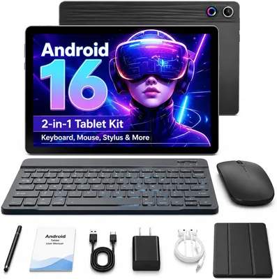 Jeazans Android 16 Tablet 10.1" Bundle
