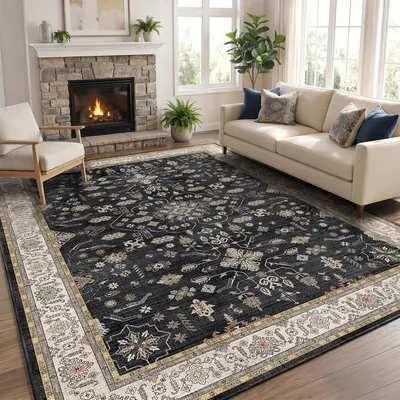 5x7 Area Rugs - Washable Farmhouse Carpet