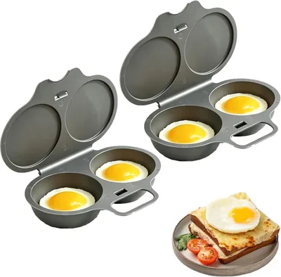 Mikrowellen-Eierkocher 2 Eier mit Deckel, 2 Stück Ei-Kocher Mikrowelle für Poached Eggs und Omelette, Praktischer Eierkocher