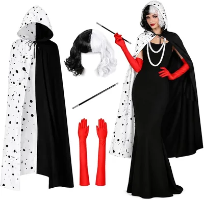Villain Costume Set - 4PC Black White Red