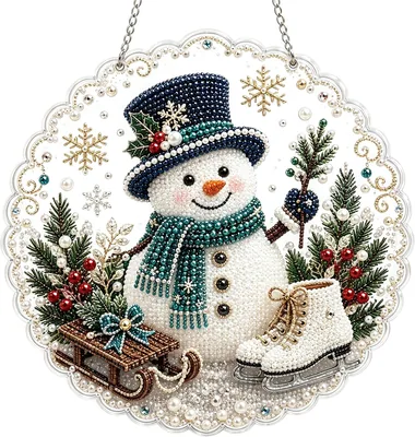 UPEOXT Diamond Art Kit - Snowman Suncatcher