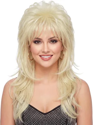 Long Blonde Bouffant Wig with Bangs - Golden Party Wig