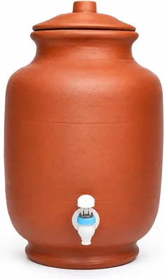 Natural Clay Water Dispenser, 10L Leakproof Tap & Cover