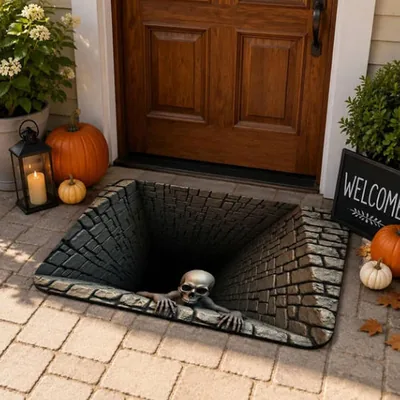 Illusion Rug Halloween Door Mat Spooky Patterned Home Mat