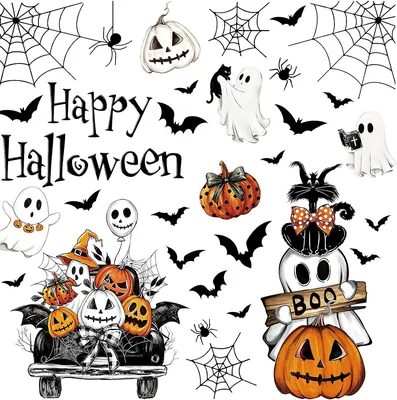 Calcomanías para Ventanas Halloween MTOMRIDA 81 Pcs | Flores y Esqueletos