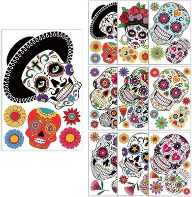81pcs Calcomanías para ventanas, Calcomanías del Día de los Muertos, Decoración Artística