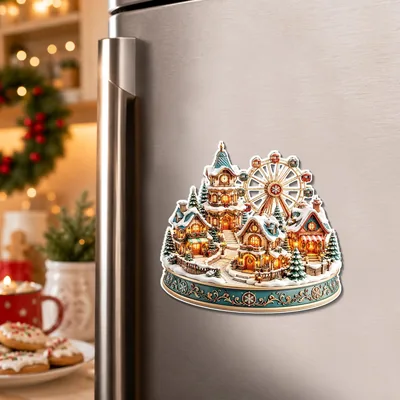 BXT-SD-021 Christmas Winter Town Acrylic Fridge Magnets