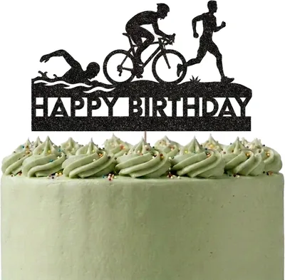Personalised Triathlon Cake Topper - Black