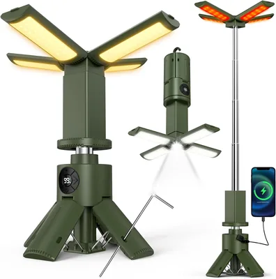 6面6ウェイ照明、充電式LEDランタン - 残量表示付き、95cm