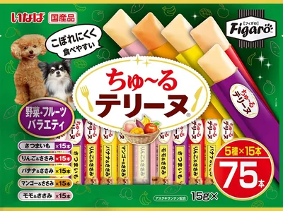 フィガロ Inabachuru テリーヌ、野菜と果物入り、0.5oz (15g) × 75本、犬用おやつ