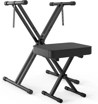 GLEAM - Soporte para Teclado y Banco de Espuma Acolchada, Doble Estilo X, Altura Ajustable de 19 a 38 Pulgadas