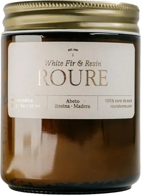Vela Aromática ROURE 'White Fir & Resin' (Abeto + Resina + Madera) Colección Otoño/Invierno | Cera de Coco-Soya Frasco Ámbar