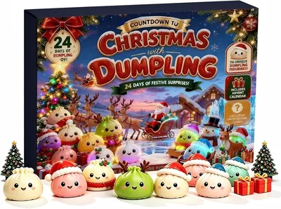 Calendrier de l'Avent 2026 Squishy Dumpling | Calendrier de comptage du Noël de 24 jours, Collection de bureau colorée