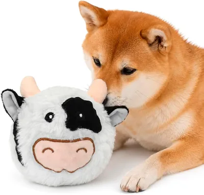 Juguete para Perro Vaca Spiky Buddies con Peluche Suave y Pelota Oculta
