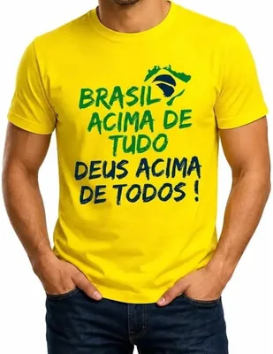 Camiseta Patriótica Brasil Acima de Tudo