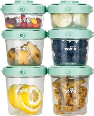 COREFUN 6 Recipientes Plástico Papillas, Contenedores Alimentos, Rosa Pálido | 60 ml/120 ml/200 ml, Alimentación Complementaria
