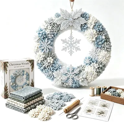 3D Fabric Poke Art Wreath Kit - Christmas DIY